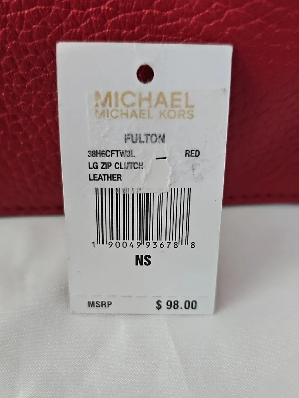 Michael Kors Red Pebbled Leather Wristlet Clutch with Gold Logo